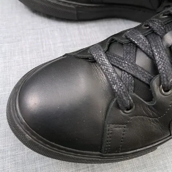 Men Pierre Hardy ES01 Double Strap Leather Black High Top Sneakers Size 38 Sneakers